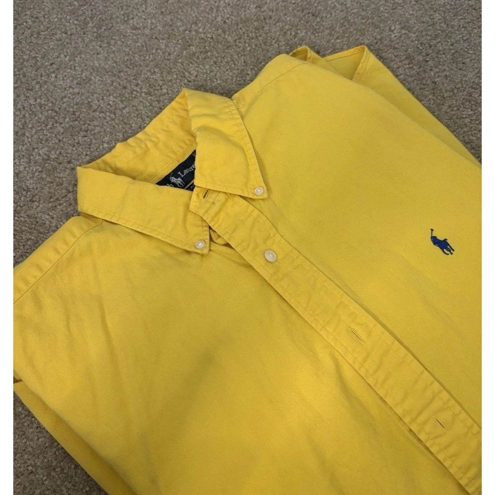 Vintage Ralph Lauren Blaire Button Down Shirt XL Yellow Pony Logo Cotton Classic